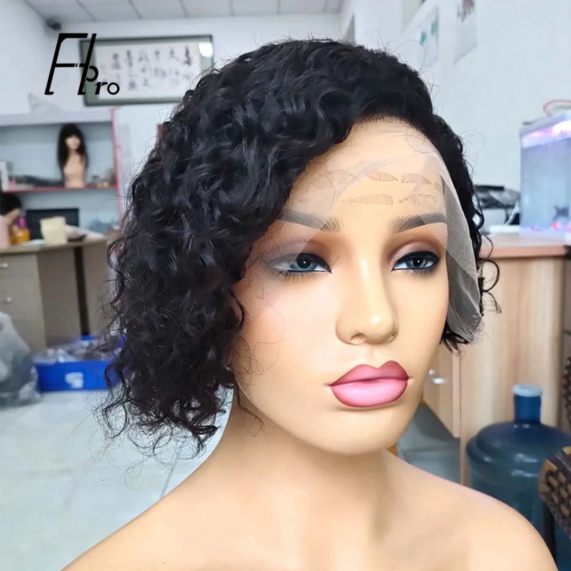 Short Pixie Cut Bob Lace Front Wig Curly Virgin Hair